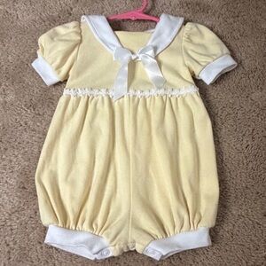 Yellow Baby Girl Sailor Style Bubble Romper
